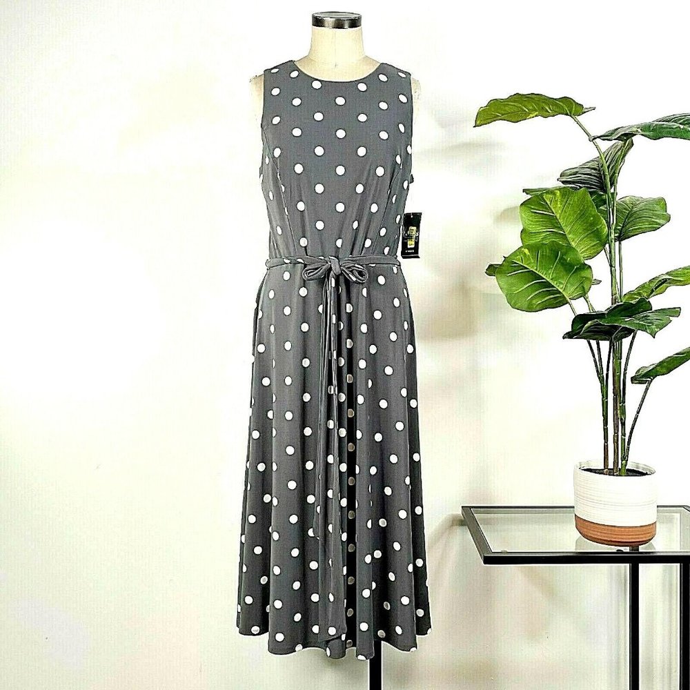 Lauren by Ralph Lauren Gray Polka Dot Knit Dress - Size 2